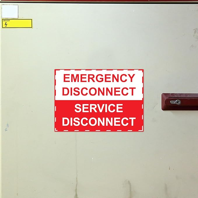 LEIFIDE 50 Pack NEC Compliant Emergency Disconnect Sticker 5"x 3.5" Emergency Disconnect Service Warning Sticker Shut Off Sign Uv-Resistant Electric Panel Labels Vinyl Waterproof for Indoor Outdoor