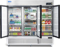 ICECASA 82" W Commercial Display Refrigerator 3 Glass Door Merchandiser Reach-in 72 Cu.ft Stainless Steel Display Refrigerator Fan Cooling for Restuarant, Bar, Shop, etc
