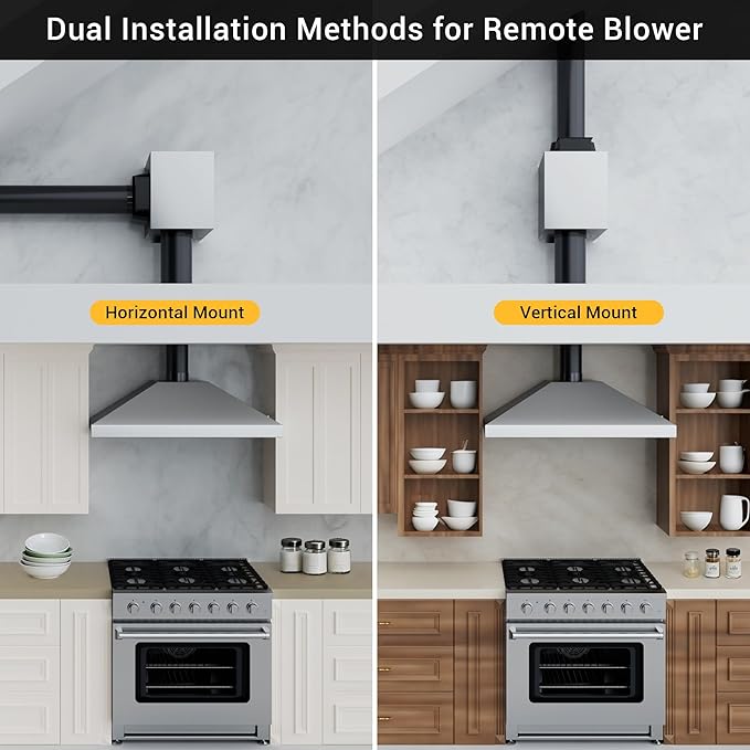 60-inch Range Hood Insert with Inline Remote Blower, CT Copper Tailor 1260CFM Kitchen Vent Hood, 4-Speed Exhaust Fan, 4 LED Lights, 8" Round Ducted,Baffle Filters, in Stainless Steel