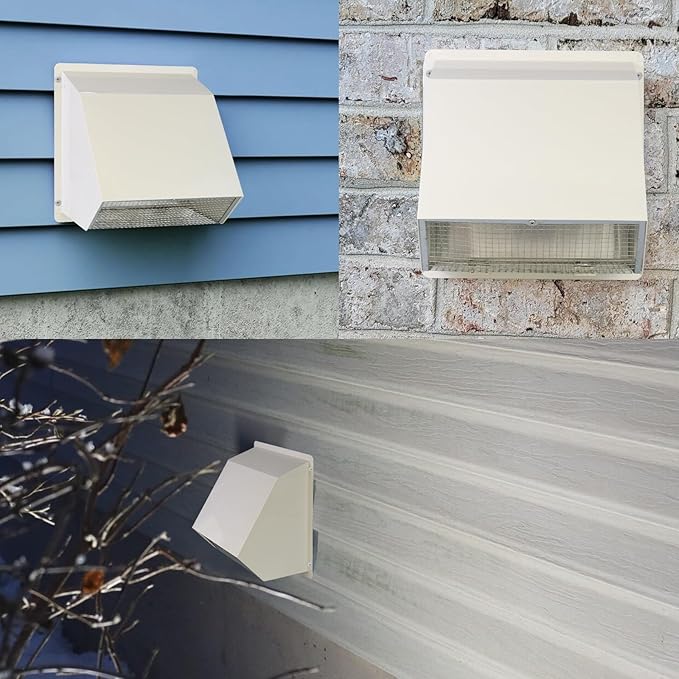 5 inch Dryer Vent Cover Outside Exhaust Vent Wall Vent Hood with Screen and Damper,Outdoor Dryer Vent Cover Cap for Range Hood/Kitchen/a c Duct Air Ventilation,Galvanized Steel,White