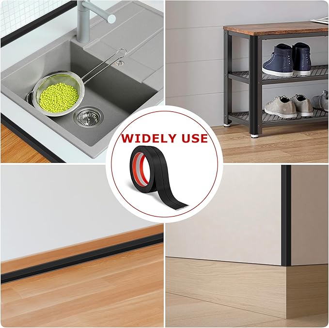 Flexible Wall Corner Protector Moulding Trim Peel and Stick Wall Corner Guards Edge Protector Self Adhesive Molding Trim Strip for Edge Ceiling (Black, 0.8 in x 10 Ft)