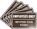 All Quality Classic Framed Employees Only Beyond This Point Wall or Door Sign | Easy to Install Business Signage - Small (Walnut) 5 Pack