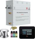 Builders Series 7.5kW Steam Bath Generator with Quickstart Continuous Steam, Black Digital Touch Pad, Built-in Auto-Drain, and Aroma Steamhead in Polished Chrome