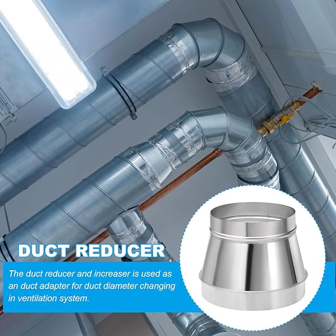 PATIKIL 10 Inch to 8 Inch Round Duct Reducer Increaser Connector, Galvanized Steel Air Duct Adapter Pipe Fitting for Bathroom Kitchen Inline Ventilation Systems, Silver Tone