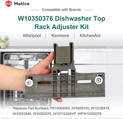 12pcs UPGRADED W10350376 W10350374 Dishwasher Top Rack Adjuster Parts with W10195840 & W10195839 & W10250160 & W10508950 & W10082853 Upper Parts Replacement for Whirlpool Kenmore KitchenAid Dishwasher