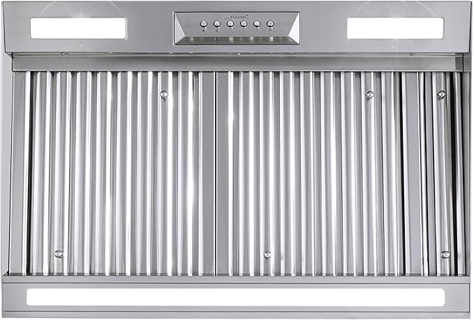 Akicon Range Hood Insert 30 Inch with Heater Sensor, 600 CFM Bulit-in Kitchen Vent Hood with 4 Speeds, Ultra-Quiet Duct Stove Hood 3CCT LED Lights and Dishwasher Safe Filters