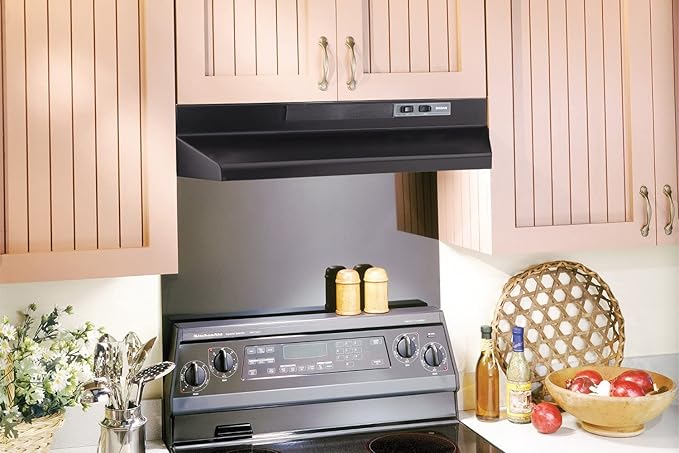 Broan-NuTone F403623 Exhaust Fan for Under Cabinet Two-Speed Four-Way Convertible Range Hood Insert with Light, 36-Inch, Black