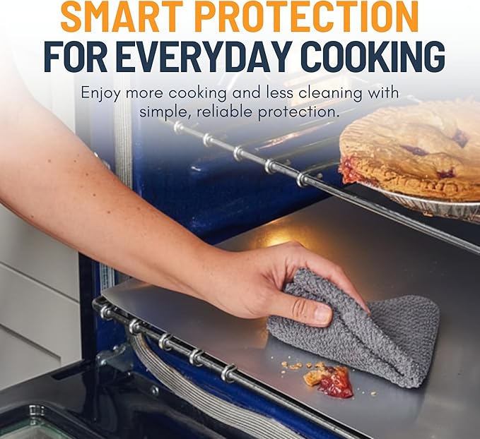 Oven Liners for Bottom of Oven - 3 Pack Large Heavy Duty Mats, 16.25”x23” Non-Stick Reusable Liner for Electric, Gas, Toasters, Grills - BPA & PFOA Free Kitchen Accessory to Keep It Clean (Silver)