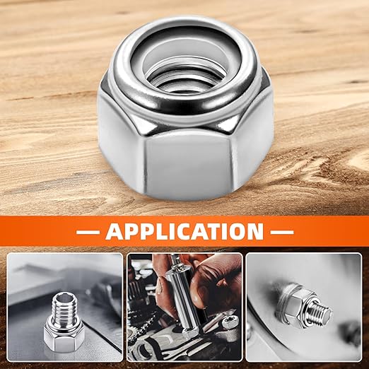 MewuDecor 5/16-18 Nylon Insert Hex Lock Nuts Locknuts, 304 Stainless Steel 18-8, Bright Finish, 50 PCS