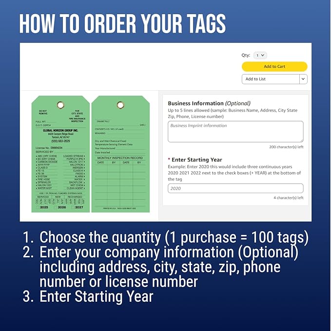 Tags 4 Less Custom Fire Extinguisher Tags – Preventative Maintenance Labels for Monthly Inspections, Alternative to Safety Sticker for Easy Record-Keeping – Pack of 100 (Light Green,Vinyl)