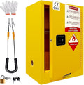 40 Gallon Professional Flammable Cabinet, 23" x 18" x 36" Yellow All-Welded Steel Chemical Safety Cabinet, Manual Doors & Adjustable Shelf for Industrial Workshops, Lab & Auto Shop