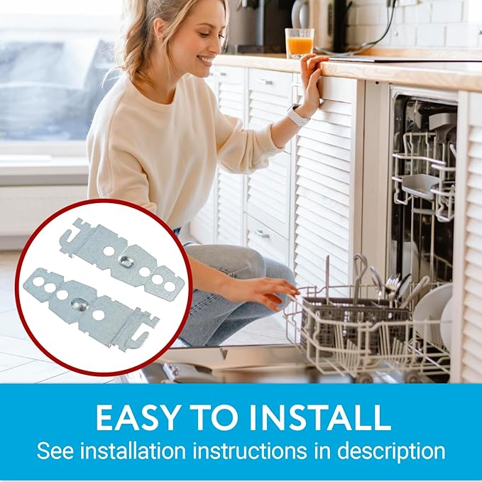 IMPRESA Undercounter Dishwasher Bracket Replacement - Easy Installation & Mounting Bracket - Durable Galvanized Steel & Dishwasher Anchor Clips - Pack of 2, 3 in x 1 in
