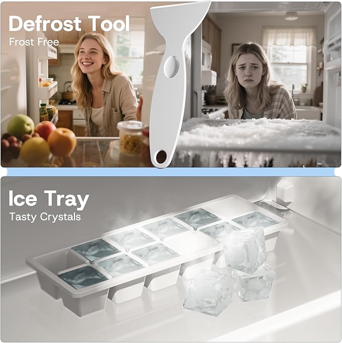 Upstreman 3.0 Cu.ft Small Mini Freezer Upright Freezer with Reversible Door, Fast Cooling, 5 Adjustable Thermostat, Stand Up Freezers with Ice Trays Defrosting Tools for Home, Dorm (Silver)