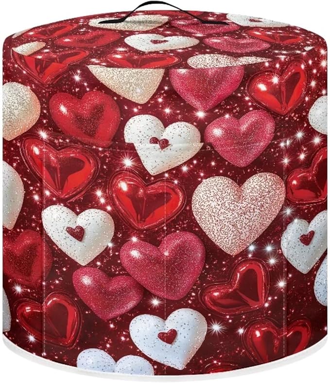 Love Balloon Rice Cooker Cover Valentine's Day Decoration Pressure Cooker Covers Round Protection Bag with Pocket & Handle for Electric Pressure Cooker Air Fryer