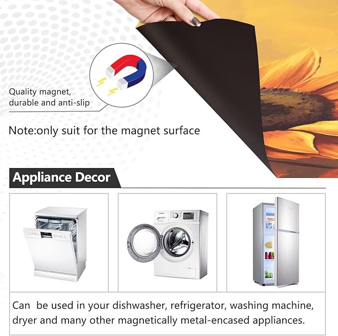 Thanksgiving Pumpkin Dishwasher Magnet Cover Panel,Sunflower Fall Magnetic Dishwasher Covers Refrigerator Sticker Decal Thanksgiving Decorative Washing Machine Cover for Home Kitchen,23x26in
