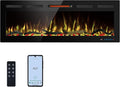 50" WiFi Electric Fireplace Inserts, Recessed and Wall Mounted Fireplace Heater W/Adjustable Flame Color & Brightness, Thermostat, 9H Timer, App and Remote Control, 750/1500W