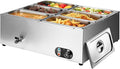 Commercial Food Warmer 48 Qt Stainless Steel Steam Table Countertop Buffet Warmer, 6-Pan 1500W Electric Bain Marie Food Warmer with Adjustable Temperature for Restaurants, Catering, Hotels