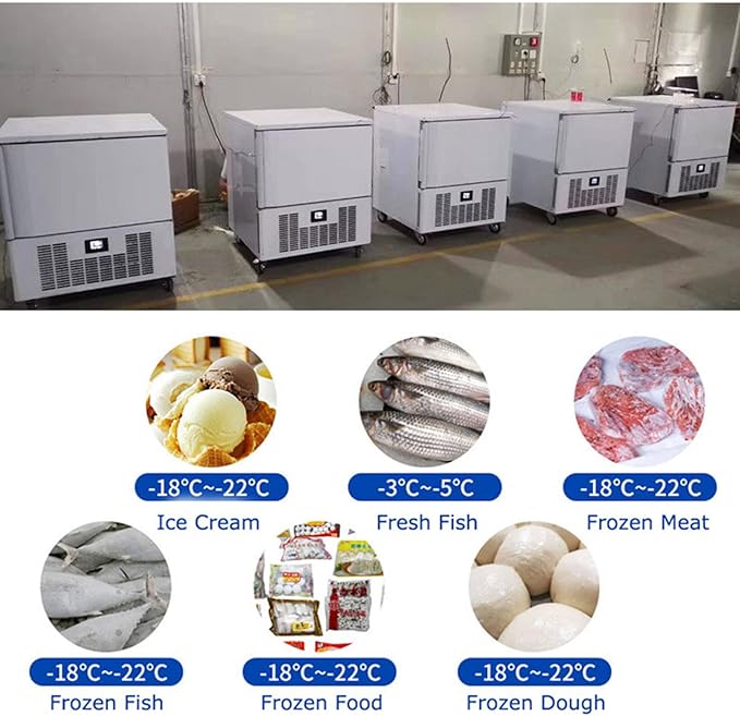 Kolice Commercial Restaurant 10 Trays Blast Chiller, Blast Freezer, Freezer, Chest Freezer for Hard Ice Cream, Fresh Meat, Chicken, Pastry, Fish in Hotels, Bars, Canteens, School, Bakery -40°F