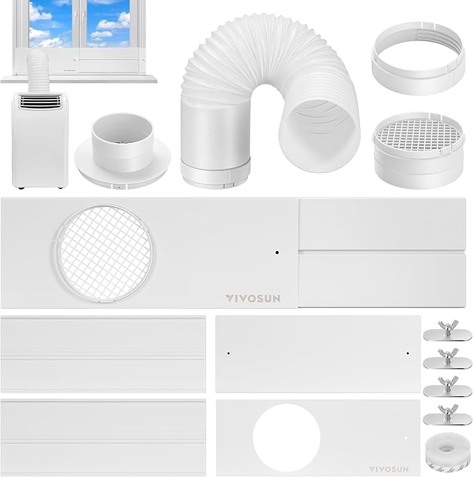 VIVOSUN Window Duct Kit, Portable AC Window Seal Kit with 5.9" Diameter 59" Length Hose, Fit with 4"/6" Ducting for Sliding Window, Adjustable AC Vent Kit for Duct Fans, Air Conditioner, Dryer