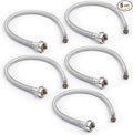 Stainless Steel Braided Water Connectors with Reinforced PVC Inner Hose for Toilets, 3/8" Compression x 7/8" Metal Ballcock, 12" Length (5Pack)