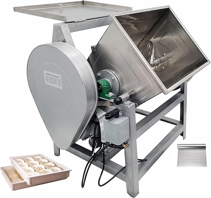 INTSUPERMAI Commercial 15KG Dough Mixer Machine Electric Flour Mixer with 90 Degree Tilt Bowl for Dough Mixing Kneading Capacity 30QT 1500W