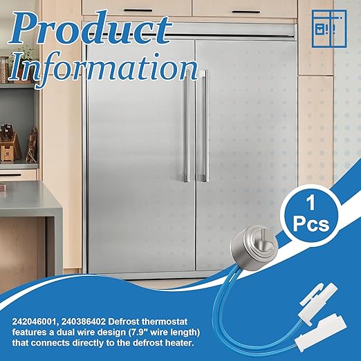 242046001 Defrost Thermostat Fits for Electrolux, Frigidaire, Sears Kenmore, Crosley, Gibson Refrigerator, Replaces 240386402,240386403, AP4508400, AH2378768, EA2378768, PS2378768, 1564839, L47-22F