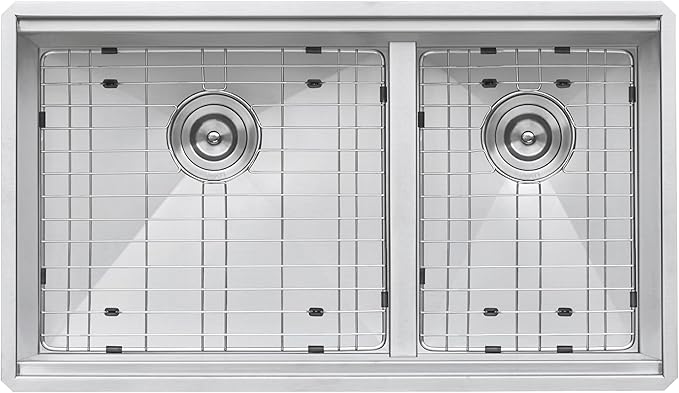 Ruvati 36-inch Workstation Kitchen Sink - 60/40 Double Bowl Undermount 16 Gauge Stainless Steel Kitchen Sink with Brushed Finish hides scratches, Easy-to-Clean Undermount Sink - RVH8359