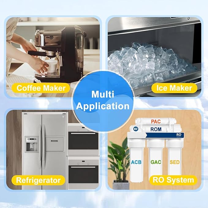 Inline Water Filter for Refrigerator and Ice Maker(1 Pack),1/4" Push Connect Post Carbon Filter Replacement for Reverse Osmosis Water System