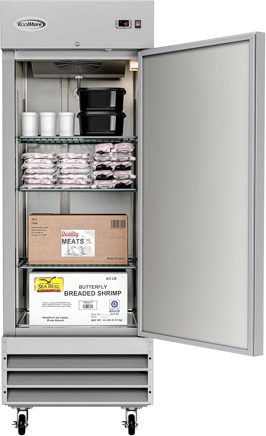 KoolMore 29" 1 Door Stainless Steel Upright Commercial Reach-in Freezer - 23 cu. ft
