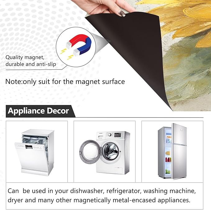Floral Fall Sunflower Yellow Dishwasher Magnet Cover for Front Panel Magnetic Dishwasher Cover Decorative Refrigerator Magnet Covers Dishwashers Magnetic Sticker for Home Kitchen Decor, 23" x 26"