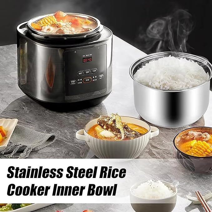 Rice Cooker Replacement Pot, Stainless Steel Non-Stick Inner Pot with Durable Upgrade & Even Heating for Perfect Rice (Please Confirm Size and Shape Before Purchase)