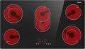 Electric Cooktop 36 Inch 5 Burners,220~240V,Built in Electric Stove Top,8400W Radiant Ceramic Cooktop with Hardwired,Touch Control,Child Lock,Dual-Ring Heating,Expandable Zones