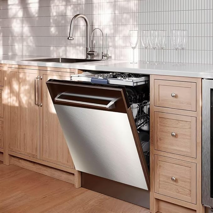Brushed White Stainless Steel Dishwasher Magnet Cover, Magnetic Dishwasher Cover Front Door Panel Decal Kitchen Decor, Home Appliance Sticker Dishwasher Covers, 23"x 17"
