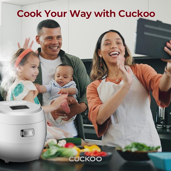 CUCKOO Micom Rice Cooker 10-Cup Uncooked / 20-Cup Cooked with Nonstick Inner Pot, Large Rice Maker with 16 Menu Options, Fuzzy Logic Technology, Auto Clean Mode, LCD Display, White (CR-1020F)