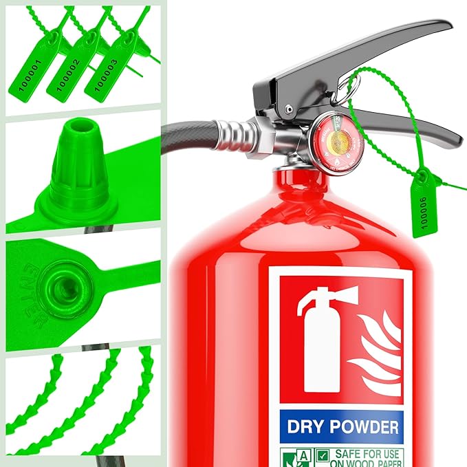 Roowest 2000 Pcs Plastic Tamper Seals Security Tags Seals Safety Numbered Zip Ties Fire Extinguisher Tamper Tags Disposable Self Locking Signage 250 mm Length(Green)