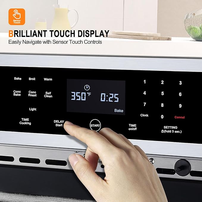 GASLAND 30 inch Electric Wall Oven,Gasland Built-in 8 Cooking Function Single Ovens with Self-cleaning Convection Fan Touch Control,Stainless Steel