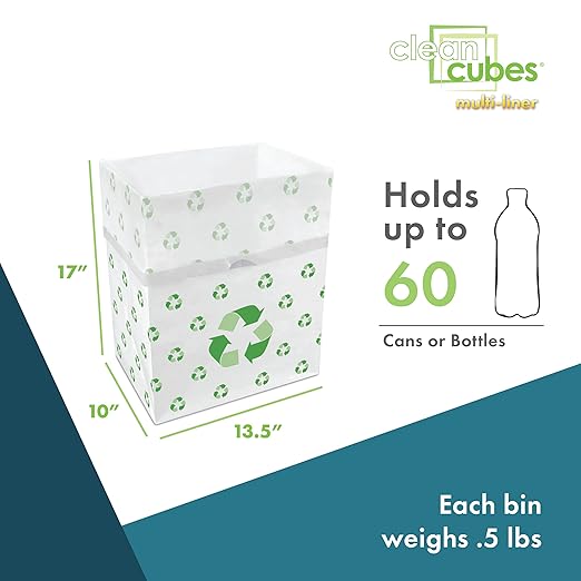 13 Gallon Disposable Pop-Up Trash Cans (3-Pack, Multi-Liner) with Fitted Bags – Foldable Garbage & Recycling Bins for Parties, Events & Kitchen (Recycle, 17" H x 13.5" W x 10" D)