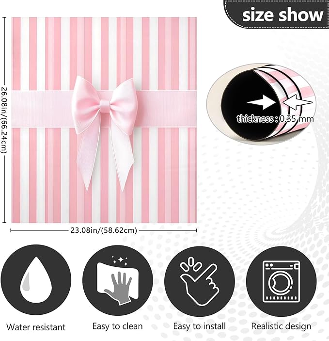 Dishwasher Magnet Cover, Pink Ribbon Bow Magnet Sticker Fridge Panel Decal for Home Kitchen Decor, 23x26in