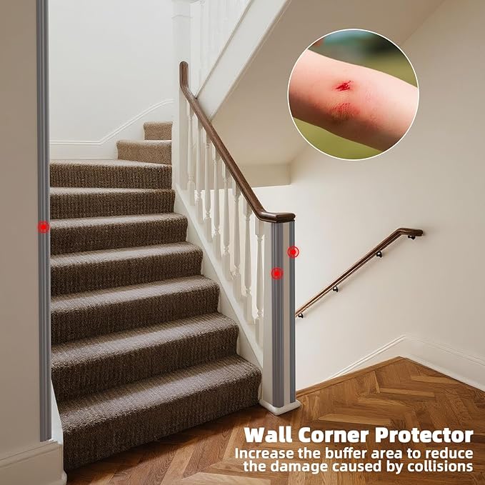 Wall Corner Protector & Edge Guard，Peel and Stick Wall Trim Moulding Inside & Outside Corner Molding Trim Caulk Strip, Self Adhesive Trim for Wall Edge,Ceiling,Countertop, 1.6” W x40’ L，Grey