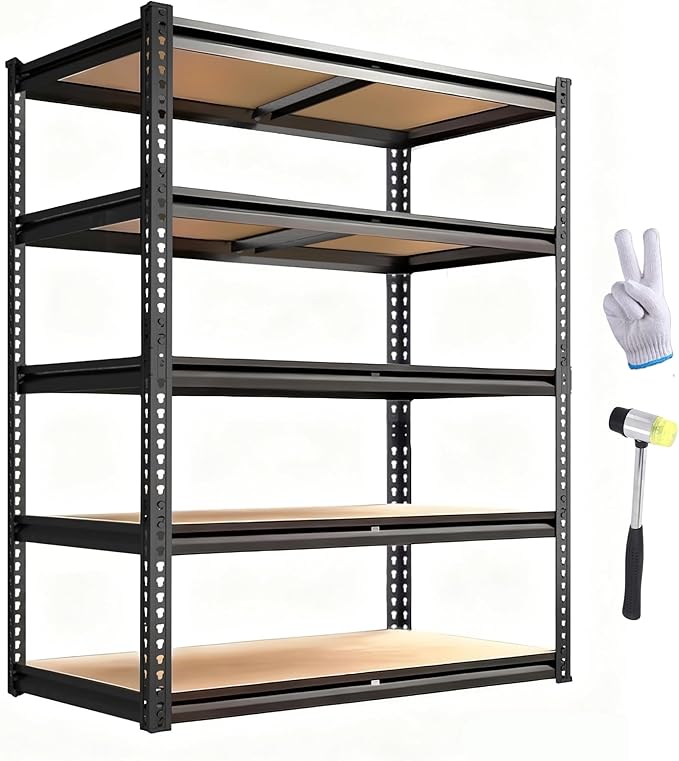 Storage Rack,2400 LBS Garage Shelving Units,16" x 35.5'' x 72'' Storage Shelves Heavy Duty, Basement Shelving, Metal Shelving Units Free Standing