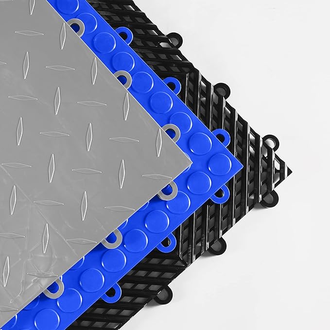 IncStores FlooringInc's Nitro 12"x12" Snap-Together Garage Flooring Tiles, Non-Slip Interlocking Plastic Floor Mat, Garage Organization & Storage, Coin Pattern, Harley Orange, 52 Tiles, 52 Sq/Ft