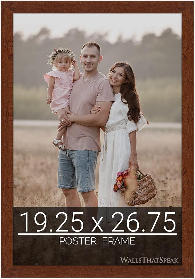 wallsthatspeak 19.25x26.75 Dark Walnut Rustic Pine Picture Frame for Puzzles Posters Photos or Artwork