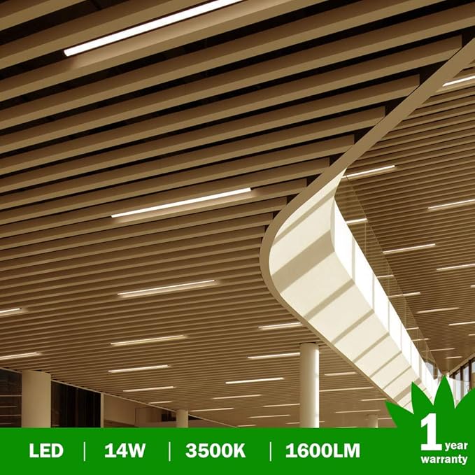 LightingWill LED T5 Integrated Fixture 3FT, Warm White 30003500K, 14W, Linkable Shop Light, Ceiling and Under Cabinet Light, Corded Electric with Built-in ON/Off Switch, (4 Pack)