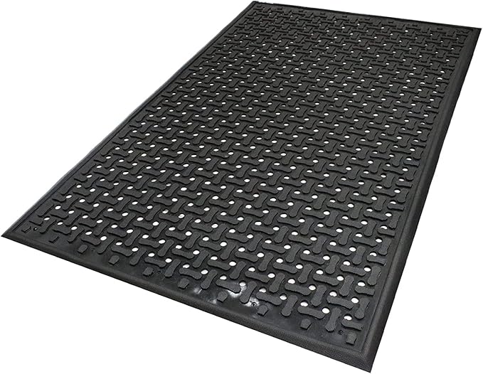 M+A Matting Comfort Flow Anti Fatigue Mat - Grease Proof, Oil Proof, Odor Resistant, Lightweight Commercial Kitchen Mat for Wet Areas – Black (3' x 9')