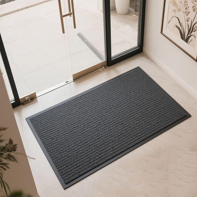 4 Pack 36"x24" Brush Step Entrance Mat - Indoor Outdoor Carpet Doormat with Deep Scraper & Rubber Border, for Dry Indoor/Outdoor Use at Door, Patio, Garage, Kitchen, Laundry Room