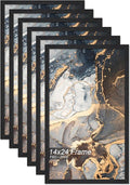 Engineered Wood 14x24 Picture Frame Set of 6, Black Frame for 14 x 24 Inch Picture Poster Photo, Light Weight 14 by 24 Frame with Wood-grain for Wall - 6 Pack/Black/14 x24