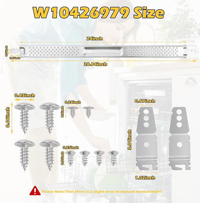 W10426979 24" Dishwasher Mounting Bracket Kit Fit for Whirlpool, KitchenAid and Maytag ﻿24 Inch Wide Dishwasher for Granite and Quartz Countertops (W10426979 (24") – for Standard)