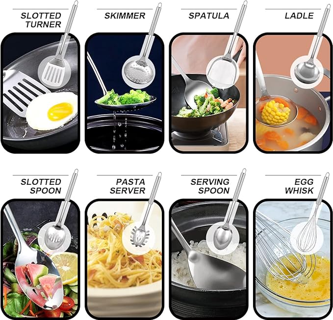 12.8" Carbon Steel Wok-11Pcs Woks & Stir Fry Pans Wok Pan with Lid, No Chemical Coated Chinese Woks with 10 Cookware Accessories, Flat Bottom Wok for Electric, Induction,Gas Stoves