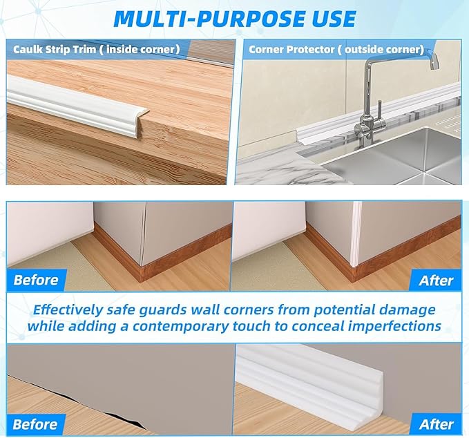 40FT Flexible Wall Corner Protector Moulding Trim, Peel and Stick Inside & Outside Wall Corner Guards Edge Protector,Self Adhesive Molding Trim Strip for Edge Ceiling