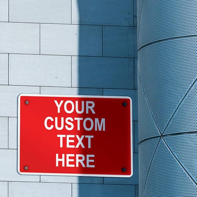 Aluminum Weatherproof Metal Sign Multiple Sizes Custom Personalized Text Here Red White Danger Horizontal Street Signs 24x18Inches